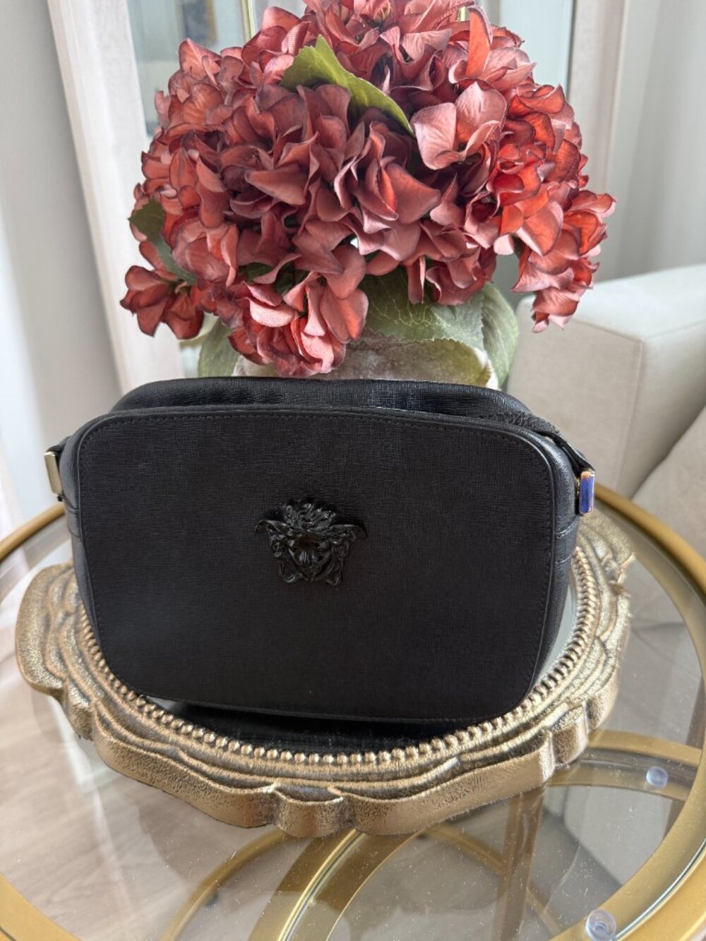 Authentic Versace La Medusa Black Camera Bag